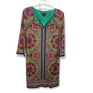 Laundry By Shelli Segal Risque Mini Dress V Neck Boho  Multicolor Lined Size 6